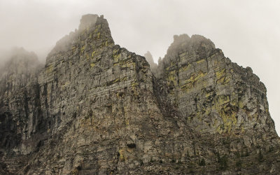 Closeup of a portion of the Garden Wall in Glacier National Park