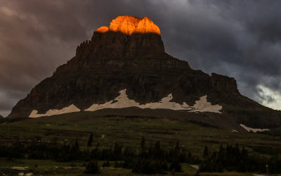 Morning sunlight on Clements Mountain at Logan Pass in Glacier National Park