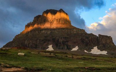 Early sunlight on Clements Mountain at Logan Pass in Glacier National Park
