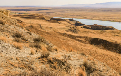 Landscape along the Columbia River from the White Cliffs Overlook in Hanford Reach National Monument