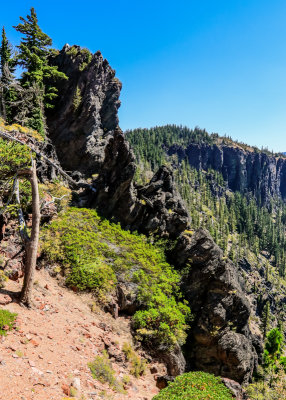 Volcanic rock outcropping along the West Rim Drive in Crater Lake National Park