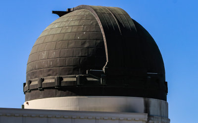 Closeup of a telescope dome at the Griffith Observatory