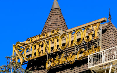 Neon sign atop the Church of Scientology Celebrity Center in Hollywood