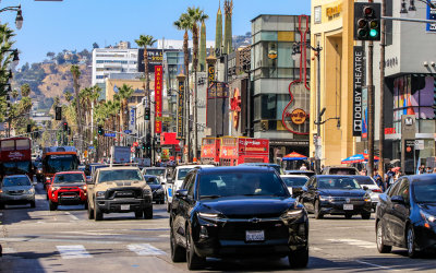 View down Hollywood Boulevard in Hollywood