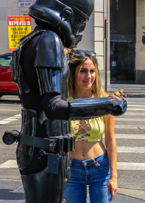 A Darth Vader fan on Hollywood Boulevard in Hollywood