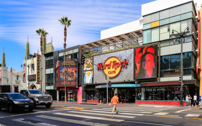 The Hard Rock Caf on Hollywood Boulevard in Hollywood