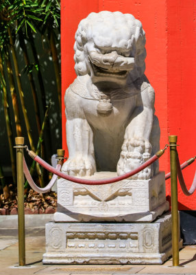 Lion statue at Graumans Chinese Theatre on Hollywood Boulevard in Hollywood