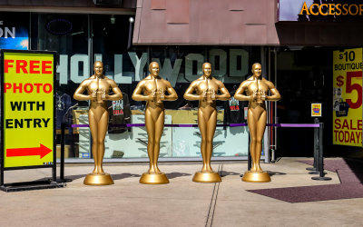 Oscar Statuettes in front of a store on Hollywood Boulevard in Hollywood