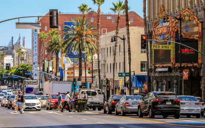 Street scene on Hollywood Boulevard in Hollywood