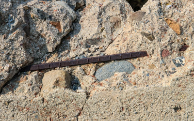 Section of rebar in cement in St. Francis Dam Disaster National Monument