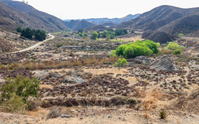 Debris field starting a quarter mile from the dam site in St. Francis Dam Disaster National Monument
