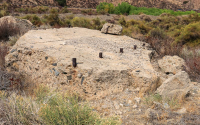 Large section of the St. Francis Dam in St. Francis Dam Disaster National Monument