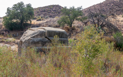 Section of the stair-stepped face of the dam almost a mile from the disaster site in St. Francis Dam Disaster National Monument