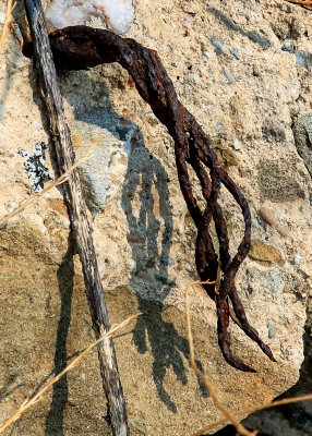 Tangled metal spirals from a St. Francis Dam cement block in St. Francis Dam Disaster National Monument