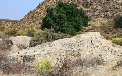 Large section of concrete lays almost a mile from the felled St. Francis Dam in St. Francis Dam Disaster National Monument