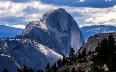 Half Dome in the Yosemite Valley as seen from Olmsted Point on the Tioga Road in Yosemite National Park