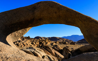 Northeastern view through Mobius Arch in the Alabama Hills National Scenic Area