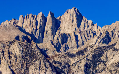 Mount Whitney (right; 14,505 ft) and the Needles as seen from the Alabama Hills National Scenic Area