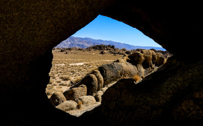 View through the Bowling Pins Arch in the Alabama Hills National Scenic Area