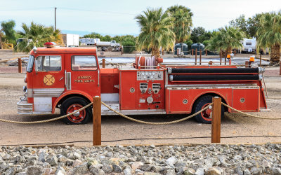 Amboy Fire Department engine on display in Chambless along US Route 66