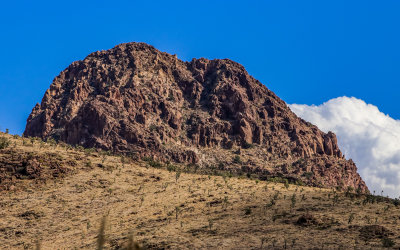 Closeup of the peak of Castle Mountain (5,492 ft) in Castle Mountains National Monument