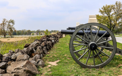 Union cannons at The Angle set to fend off the Confederate army in Gettysburg NMP