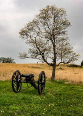 Cannon in the Valley of Death at the base of Little Round Top in Gettysburg NMP