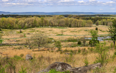 Plum Run flows through the Valley of Death as seen from Little Round Top in Gettysburg NMP