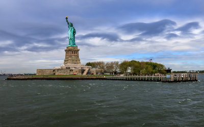 Liberty Island from the ferry boat in New York Harbor in Statue of Liberty NM 