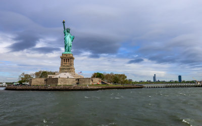 Liberty Island from the ferry boat in New York Harbor in Statue of Liberty NM