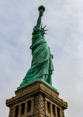 Side view of the Statue of Liberty from the Liberty Island walkway in Statue of Liberty NM