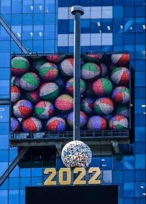 New Years Eve Ball and 2022 sign at One Times Square in Times Square