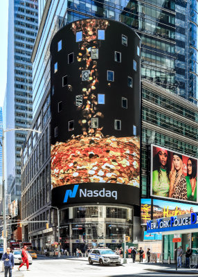 Nasdaq stock exchange building digital billboard in Times Square