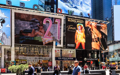 Large digital billboards along Broadway in Times Square