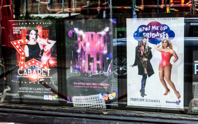 Event posters advertise nightly activities at the Stonewall Inn in Stonewall NM