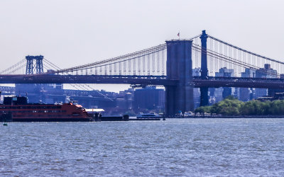 The Brooklyn, Manhattan and Williamsburg Bridges from the NYC Boat Tour