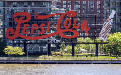 Huge Pepsi Cola sign from the NYC Boat Tour