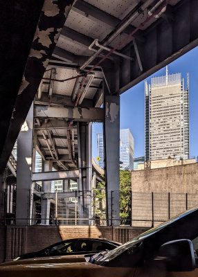 View under an overpass in New York City