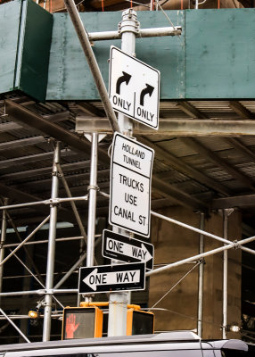 Street signs near the Holland Tunnel in New York City