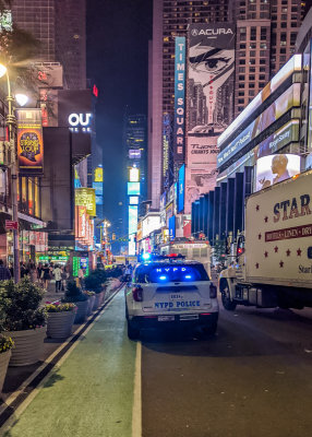 NYPD on the scene for nightfall in Times Square at Night