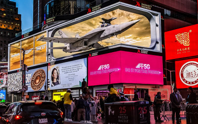 3-D Top Gun billboard in Times Square at Night