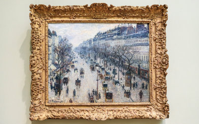 The Boulevard Montmartre on a Winter Morning (1897) Oil on Canvas – Camille Pissarro in The Met Fifth Avenue