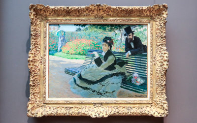 Camille Monet on a Garden Bench (1873) Oil on Canvas – Claude Monet in The Met Fifth Avenue