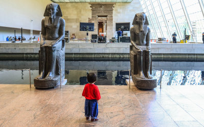 Young Boy viewing the Temple of Dendur (2022) Digital Photography – Jerry F. Pillarelli in The Met Fifth Avenue