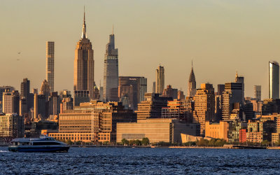 Midtown Manhattan with the Empire State and Chrysler Buildings just before sunset