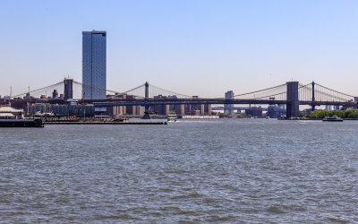 The Brooklyn, Manhattan and Williamsburg Bridges over the East River