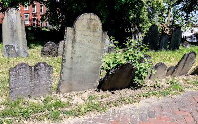 Stone markers in Copps Hill Burying Ground in Boston NHP