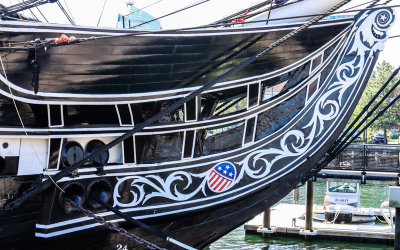 Designs on the hull of The USS Constitution in Boston NHP