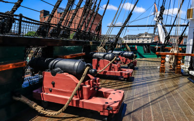 Cannons on the deck of The USS Constitution in Boston NHP