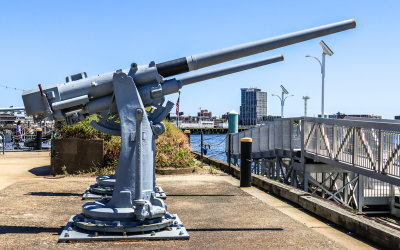 Antiaircraft guns in the Charlestown Naval Yard in Boston NHP
